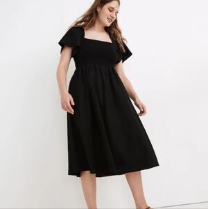 Madewell Linen-Blend Lucie Smocked Midi Dress